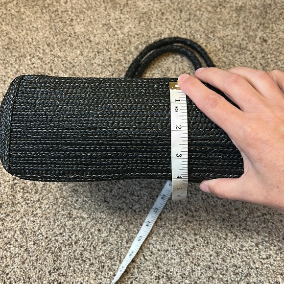 Straw Woven Black Beach Summer Large Tote with Flip Flops design + small bag - Picture 10 of 16